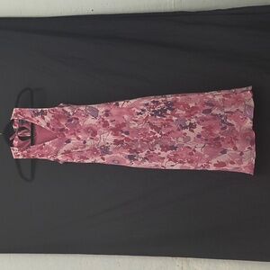 ANN TAYLOR 100% Silk Florals Pink Women MIDI Dress Romantic Feminine‎ Size 2